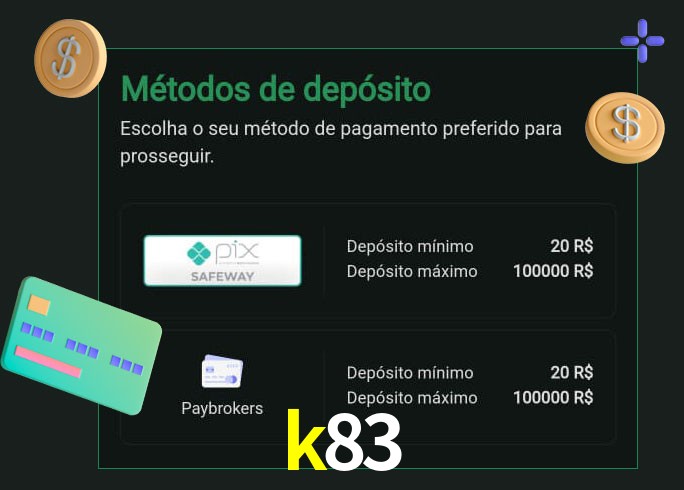 O cassino k83 oferece uma grande variedade de métodos de pagamento